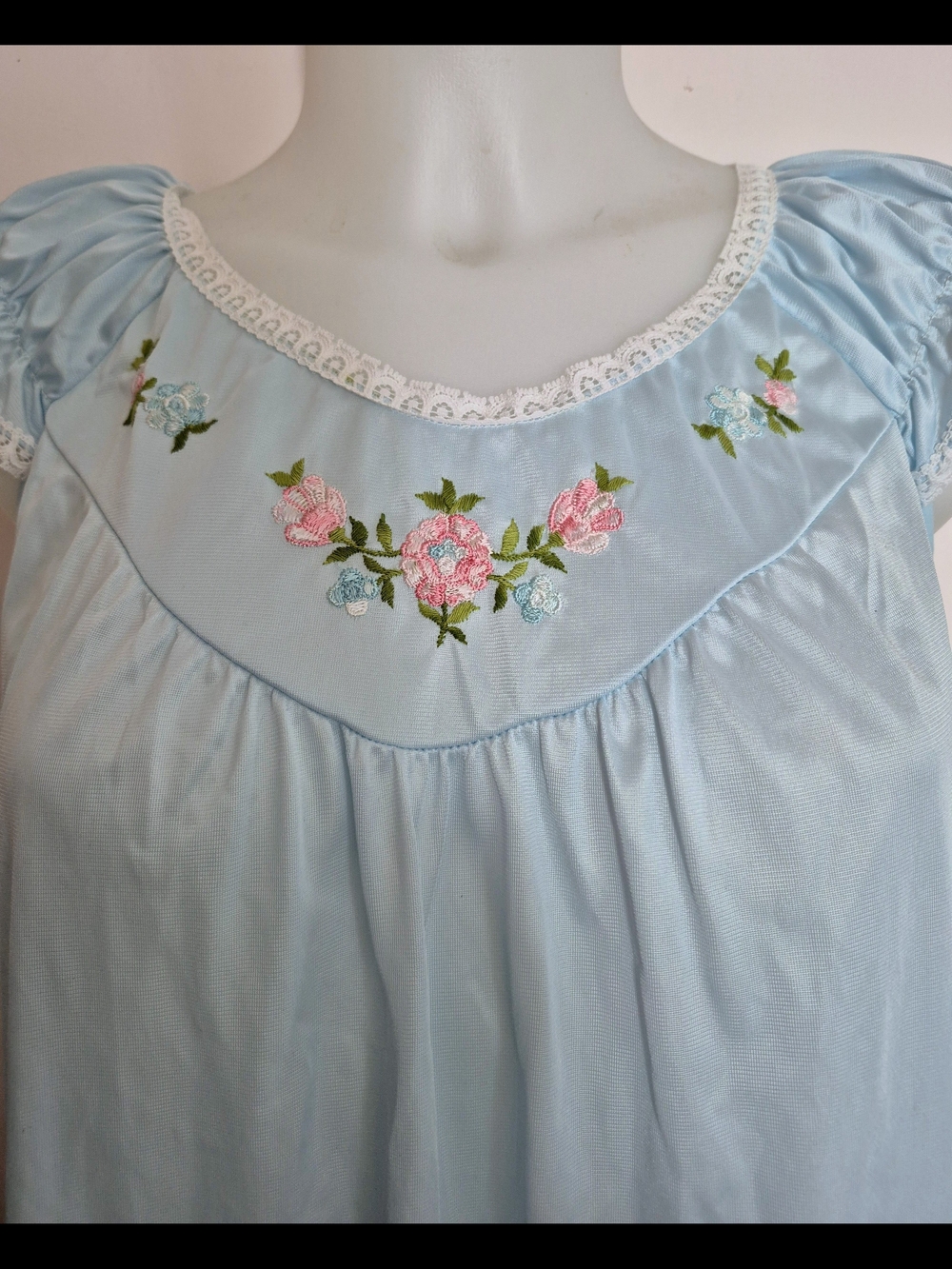 Light Blue Embroidered Floral Nightgown - Women Intimates